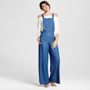 Wide Leg Denim Overalls