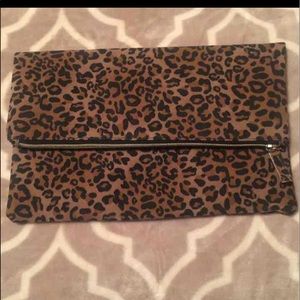 Leopard print fold over clutch