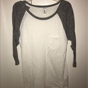 White shirt with gray sleeves (half sleeves)