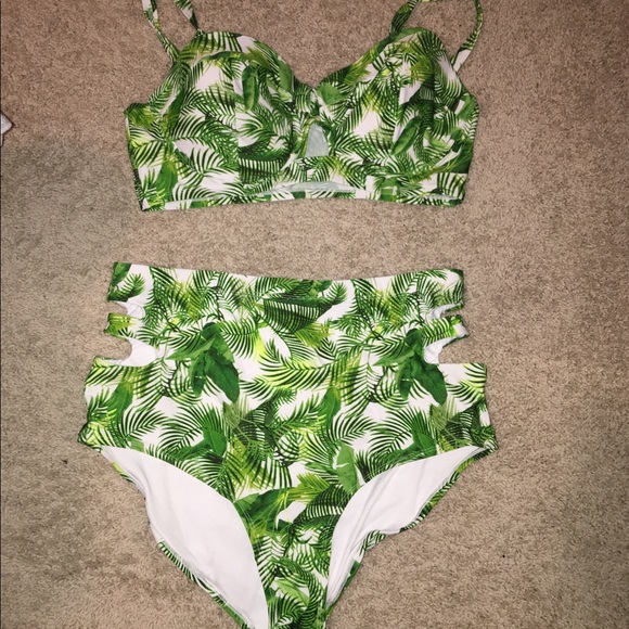 Forever 21 Other - Palm Tree Printed 2 Highwaisted Two Piece