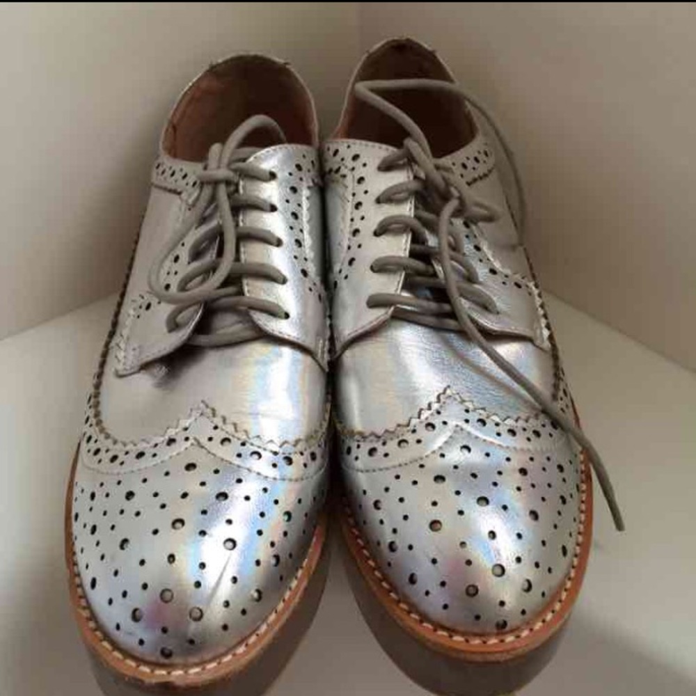 Jeffrey Campbell platinum oxfords.