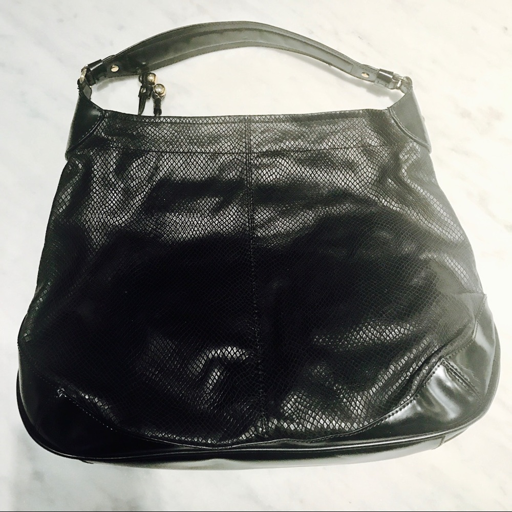 Issac Mizrahi Black Leather Bag with duster