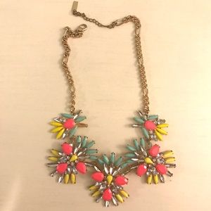 Hot pink, aqua, and yellow statement necklace