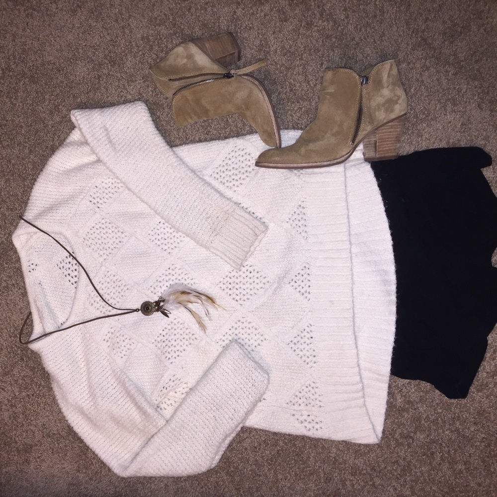 Cozy white knitted sweater