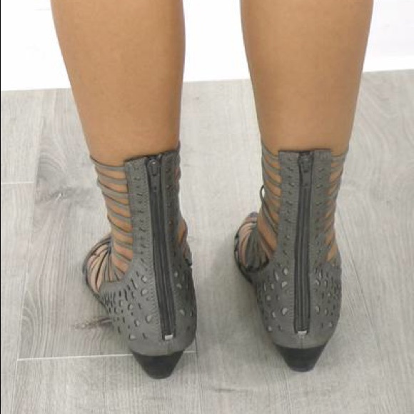 Gray Rebel Wedge Gladiator Tall Sandals - Picture 3 of 8