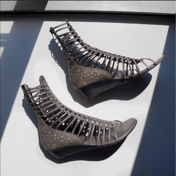 Gray Rebel Wedge Gladiator Tall Sandals - Picture 7 of 8