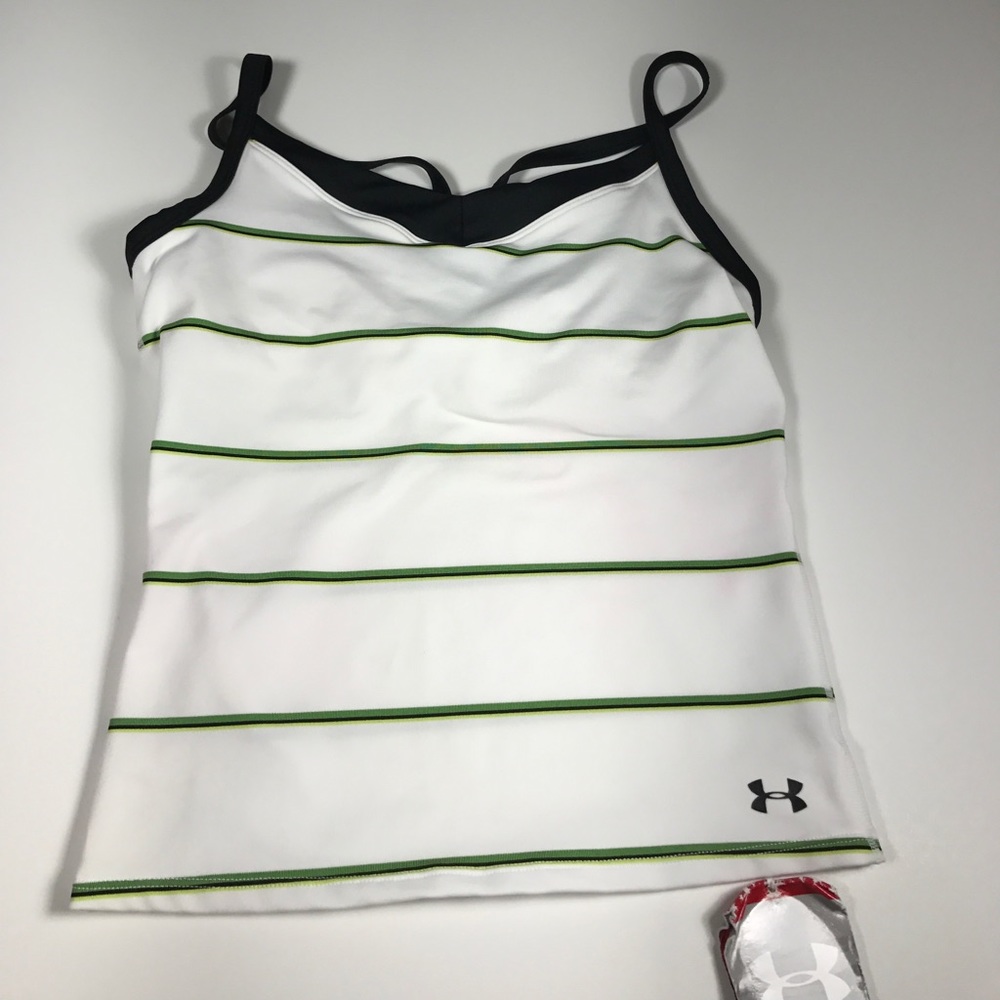 Under Armour women's white stripped tank top