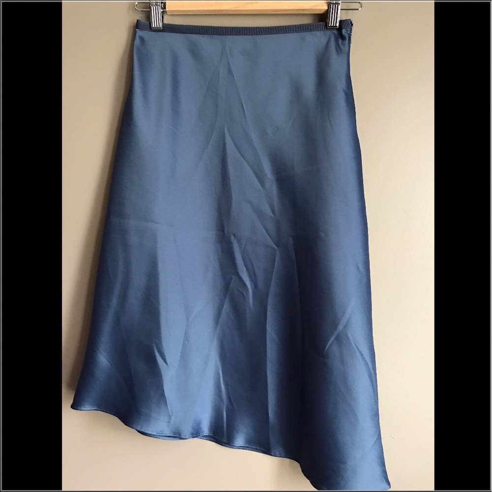 Blue "satin" asymmetrical skirt