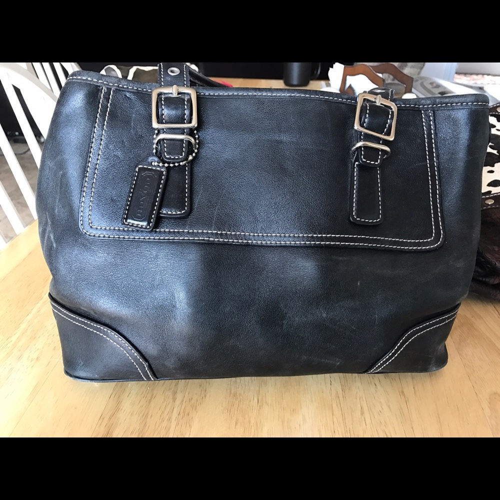Black leather Coach purse