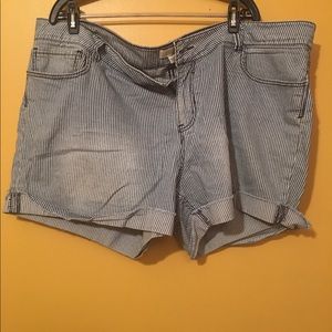 Striped jean shorts