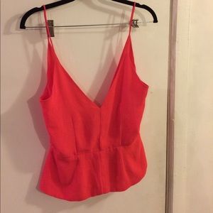 Vibrant coral peplum tank Sz S/M