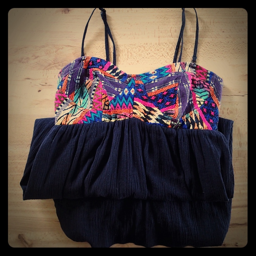 Billabong summer dress colorful tribal woven top