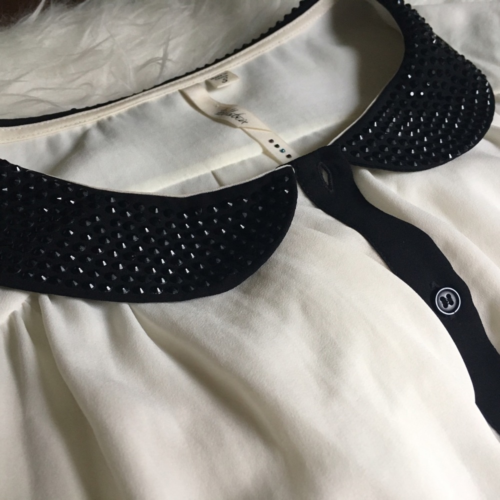 Bellatrix Studded Collar White and Black Blouse