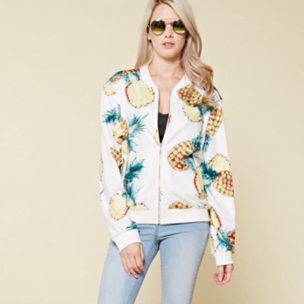 LAST ONE! Pineapple Bomber Jacket White - Picture 2 of 8