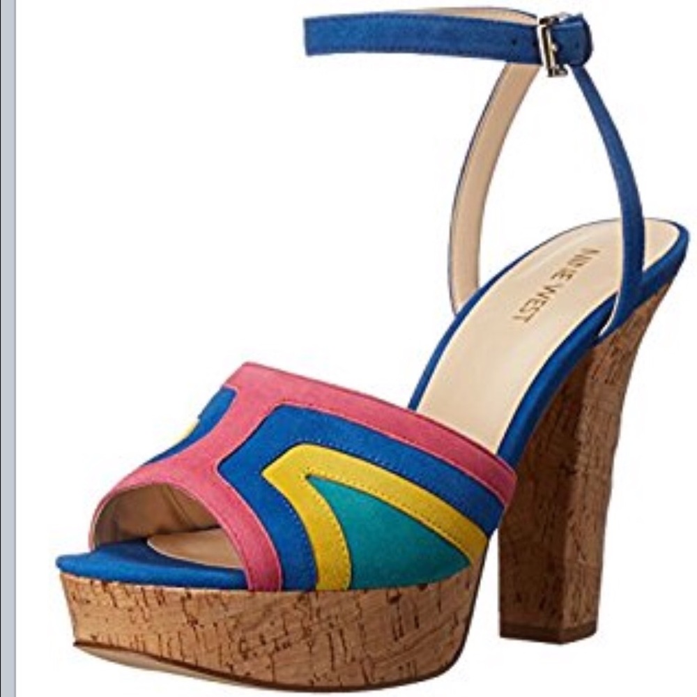 Nine West multi color block heels