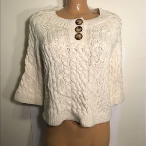 Michael Kors cream knit cropped sweater size med
