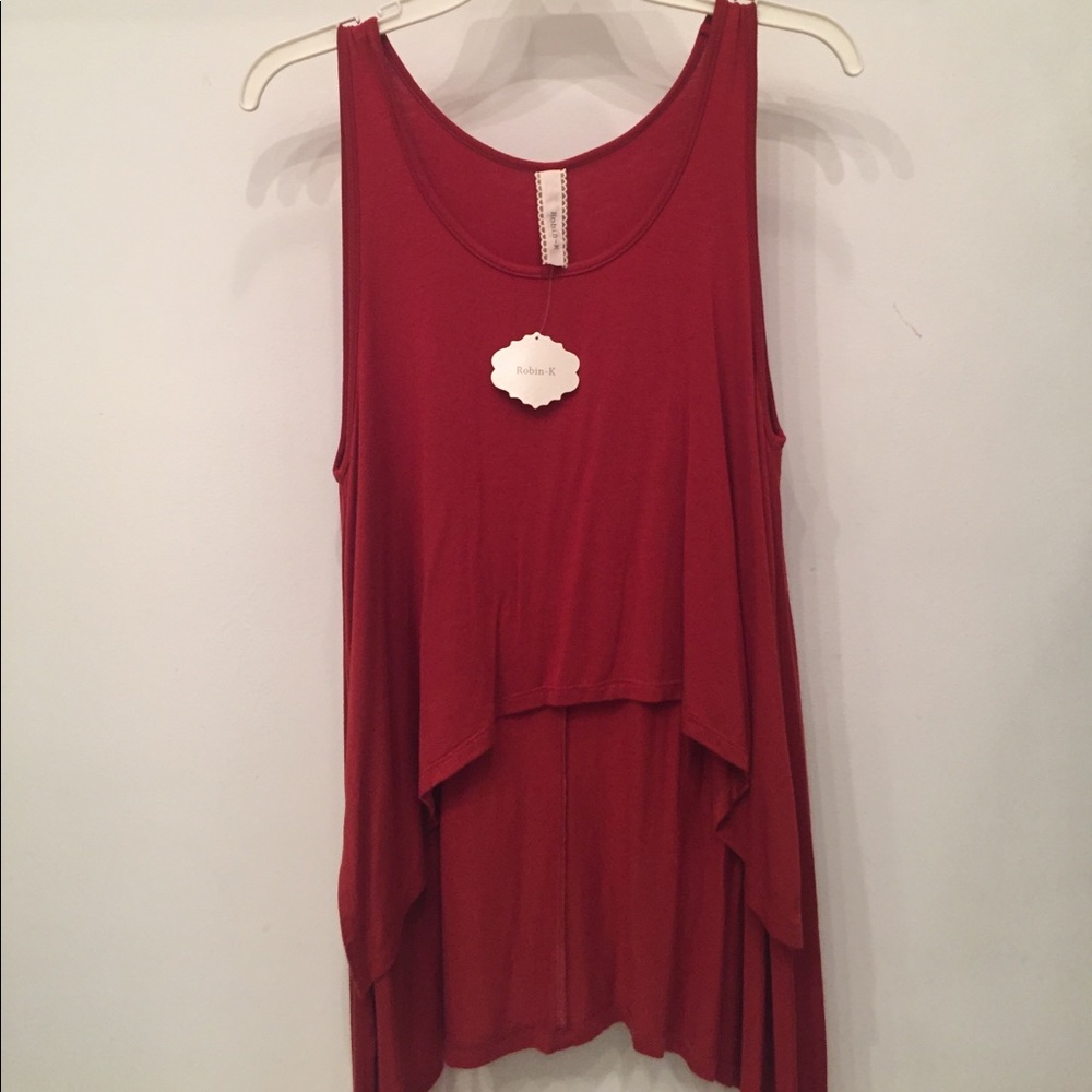 New Robin-K Brick color High Low Crop Top