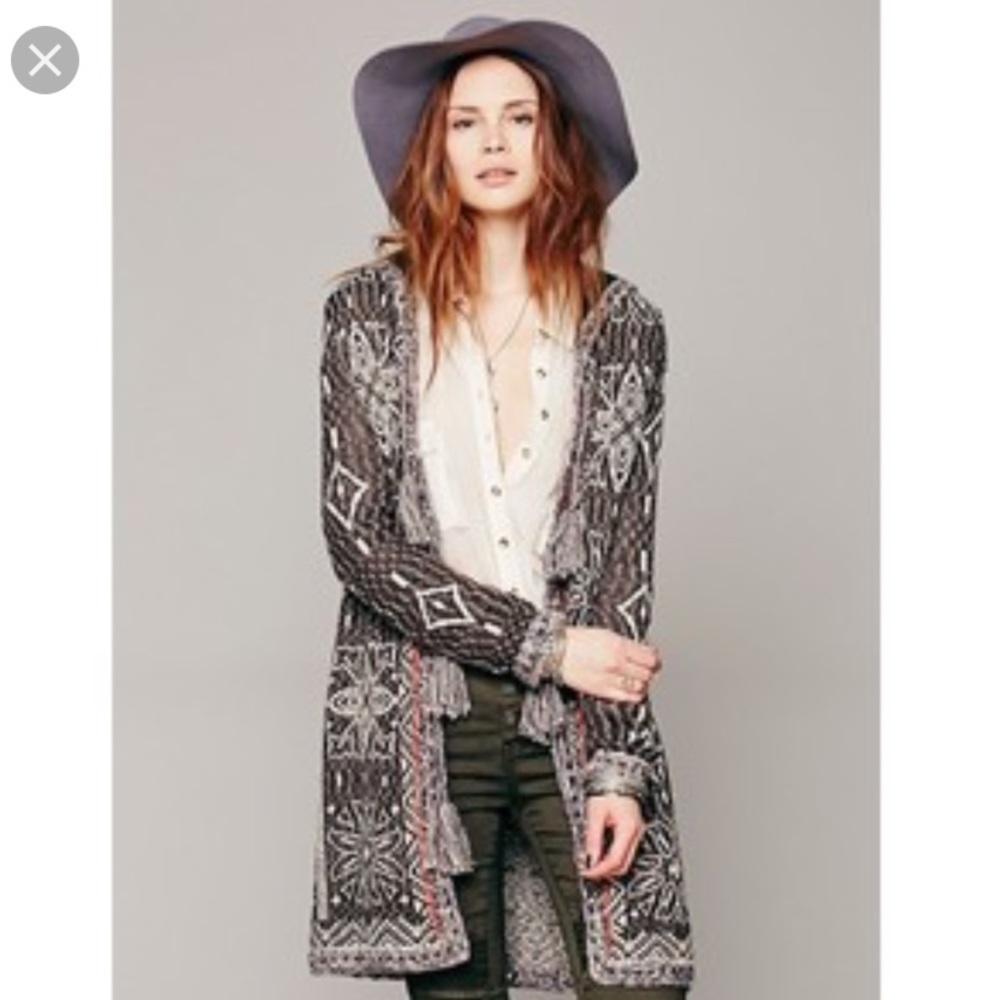 Free People Pom Pom Tassel Cardigan Sweater XS