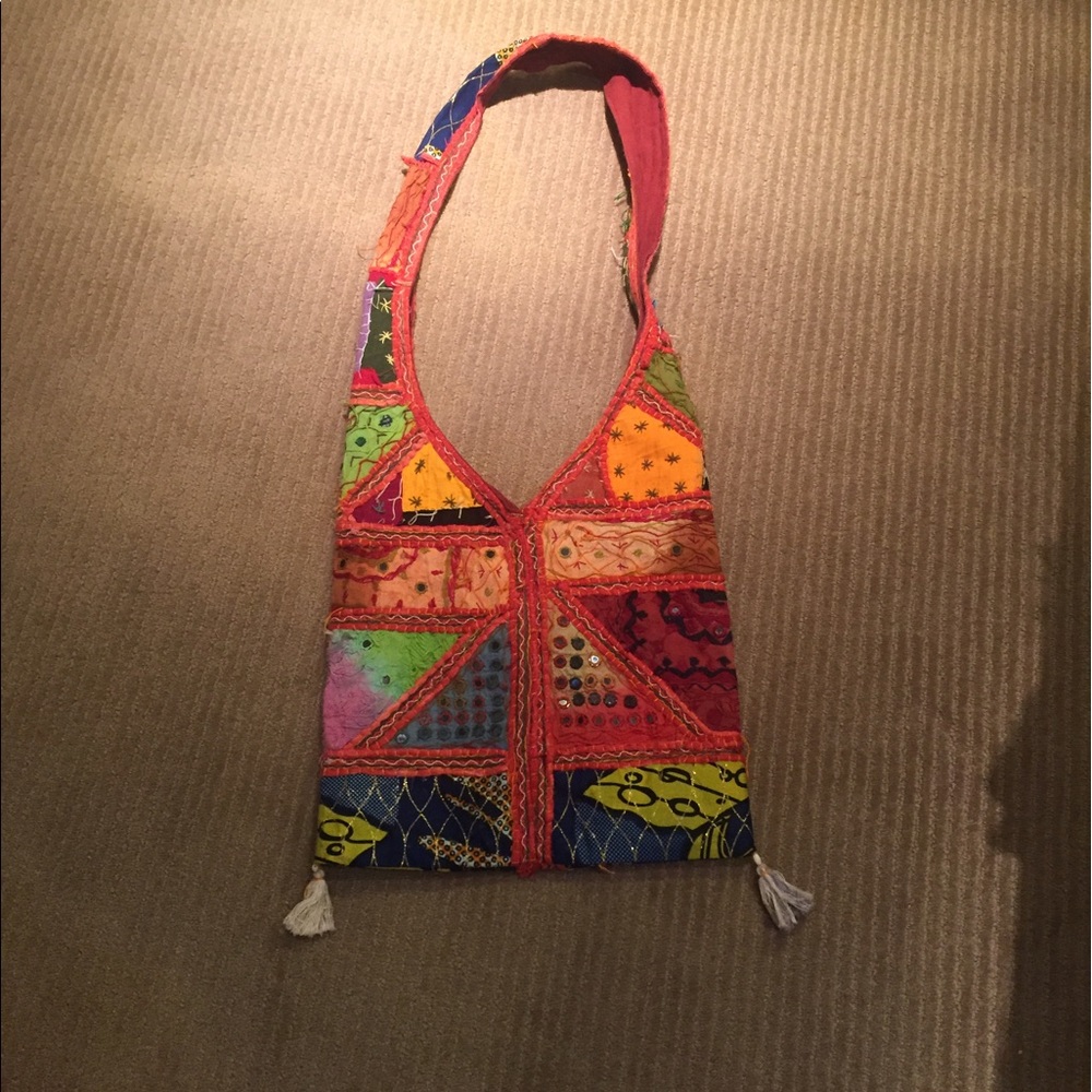 Tapestry purse with fringe