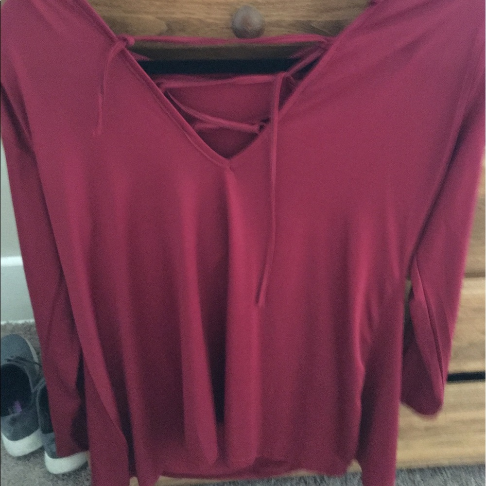 Red blouse with hood