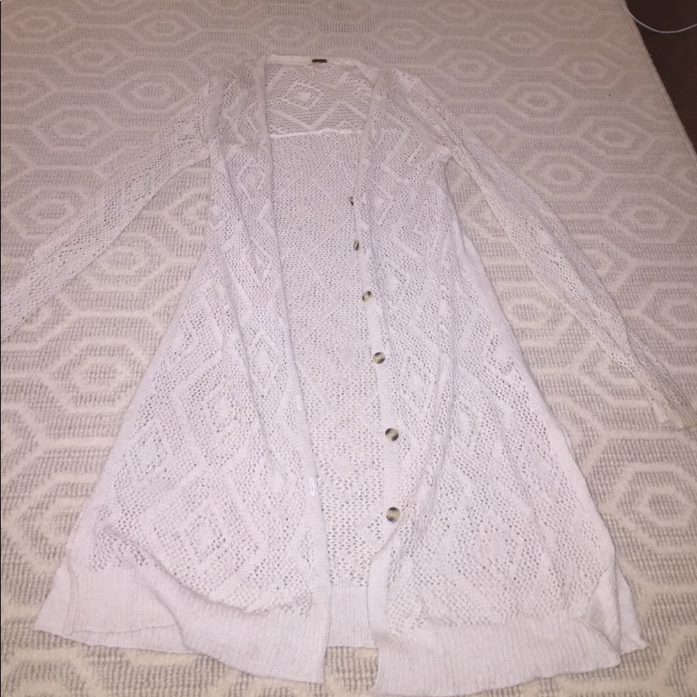 Long cream Free people knit sweater