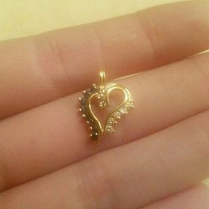 Real Gold Diamond & Blue Sapphire Heart Pendant