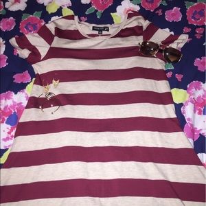 Burgundy and Cream Stripe Dress