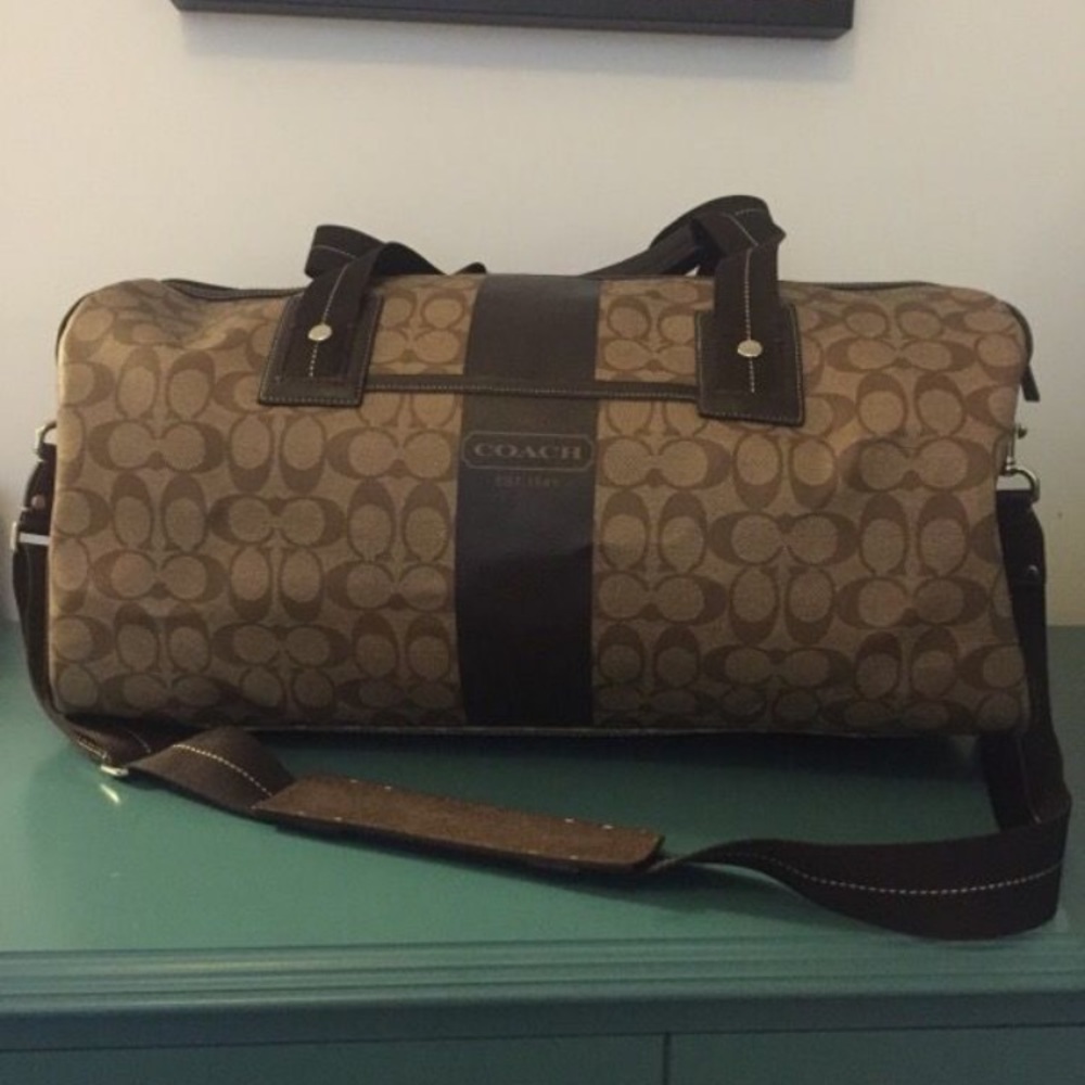 Coach Large Leather Logo Duffle Bag