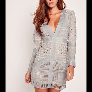 Missguided plunge bodycon dress grey