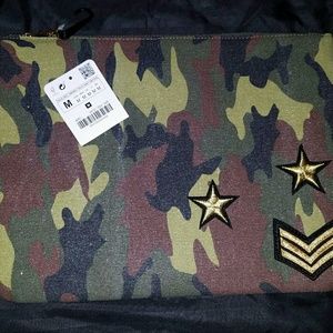 ZARA Woman Military Clutch Bag w/ Patches