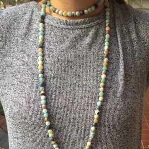 Amazonite beaded double wrap necklace
