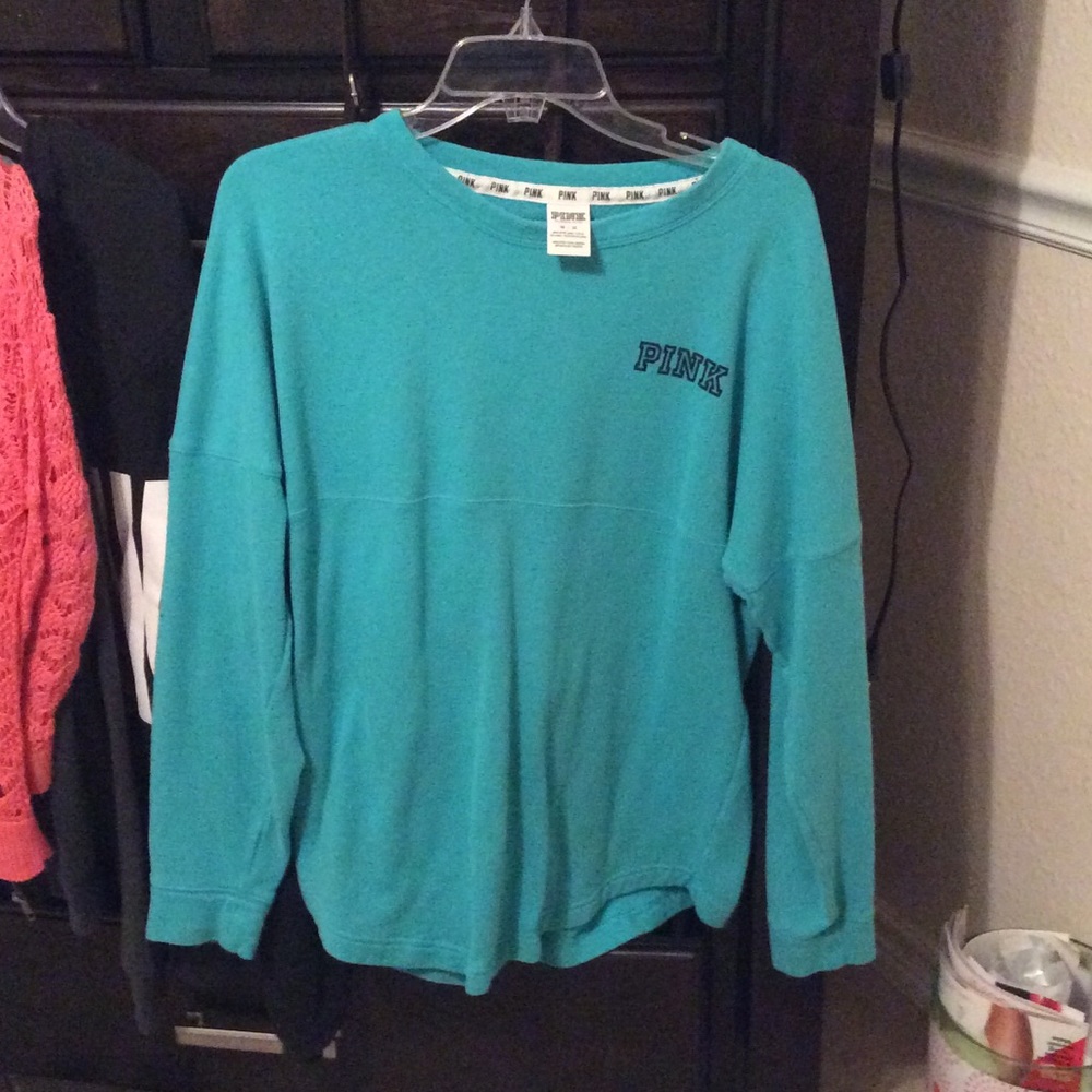Pink Victoria Secret blue crew neck long sleeve