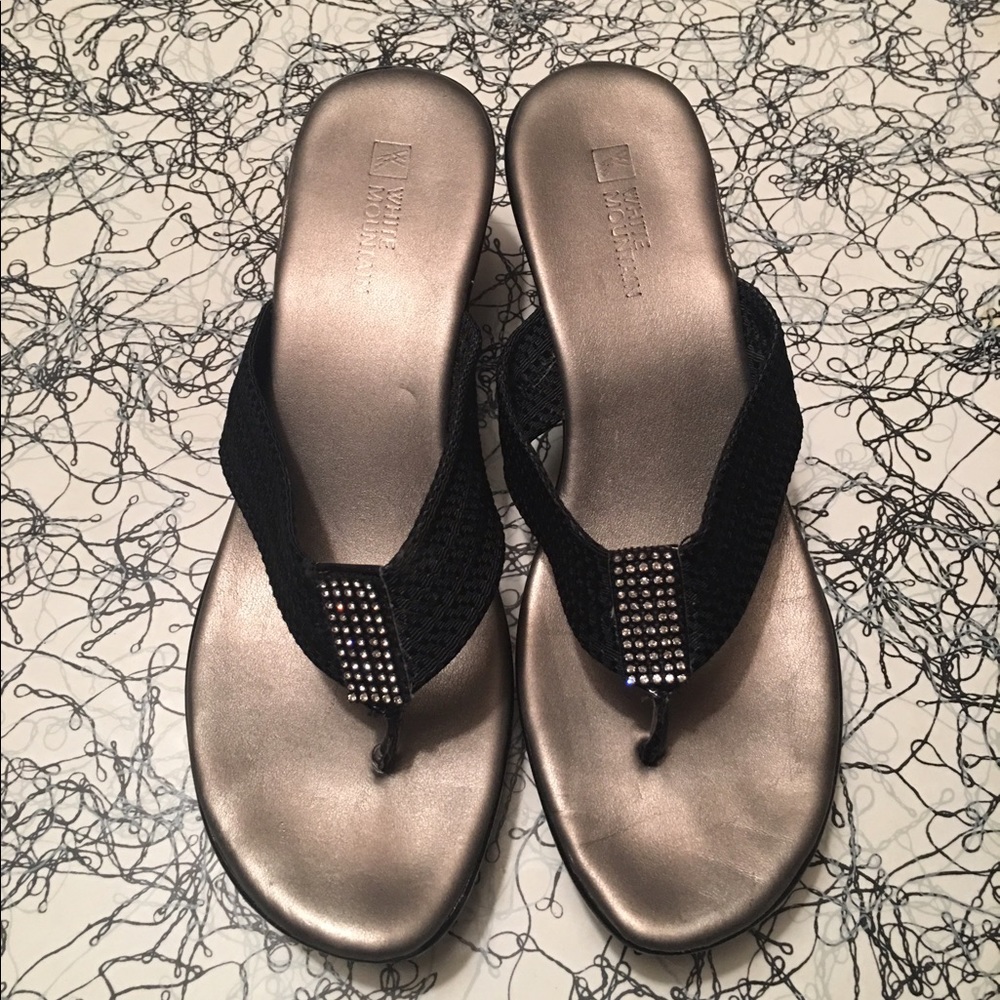 Black wedge sandals