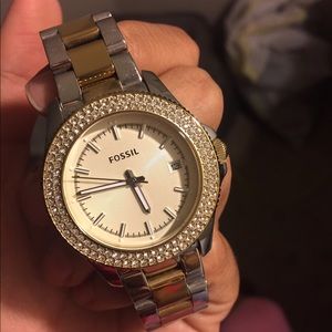 Fossil Watch - Silver, Gold & Crystals