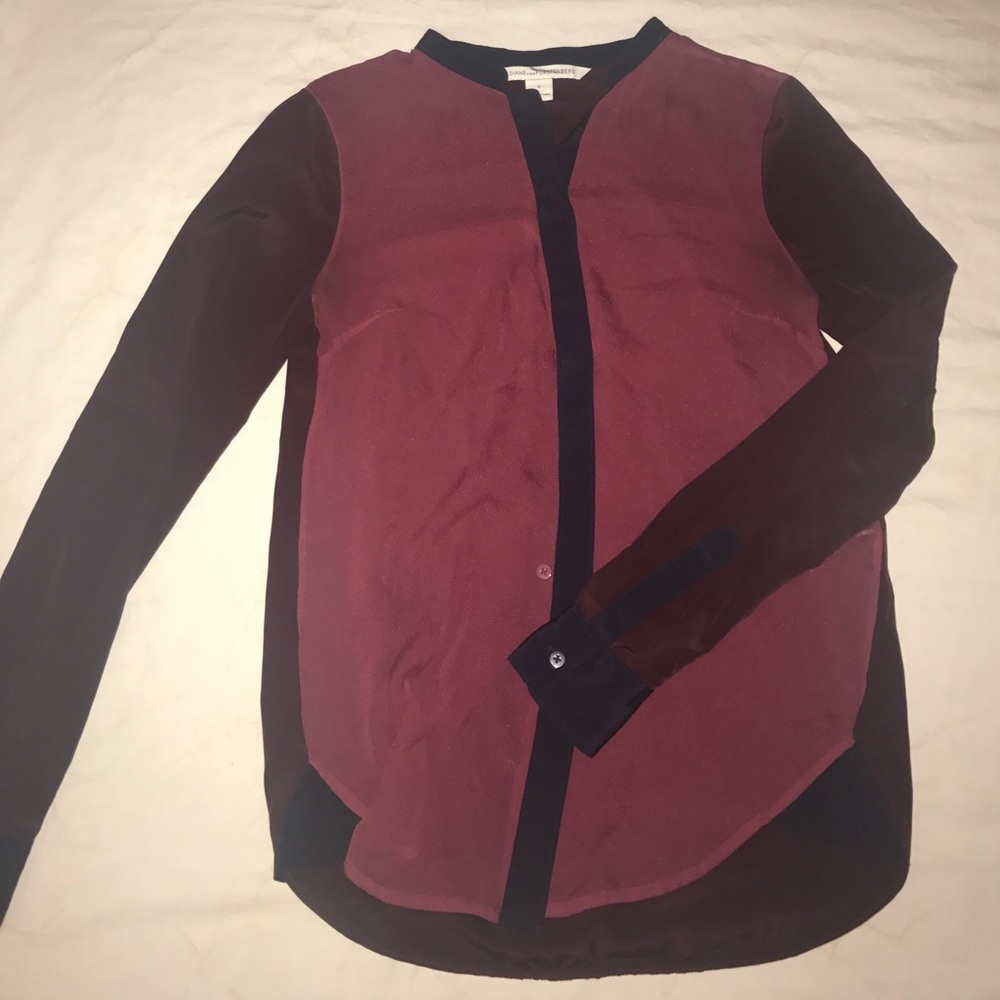 Block Button Up Blouse