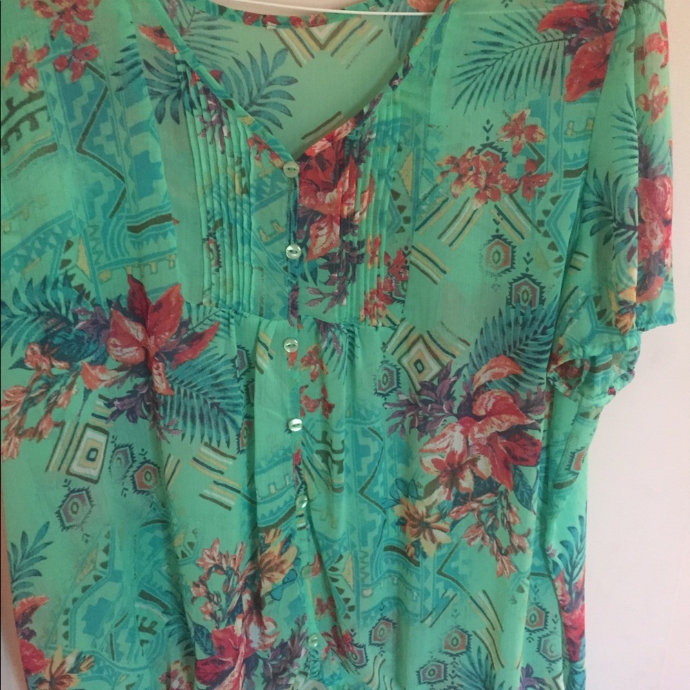 sheer top with elastic waistband sleeves sz 2X