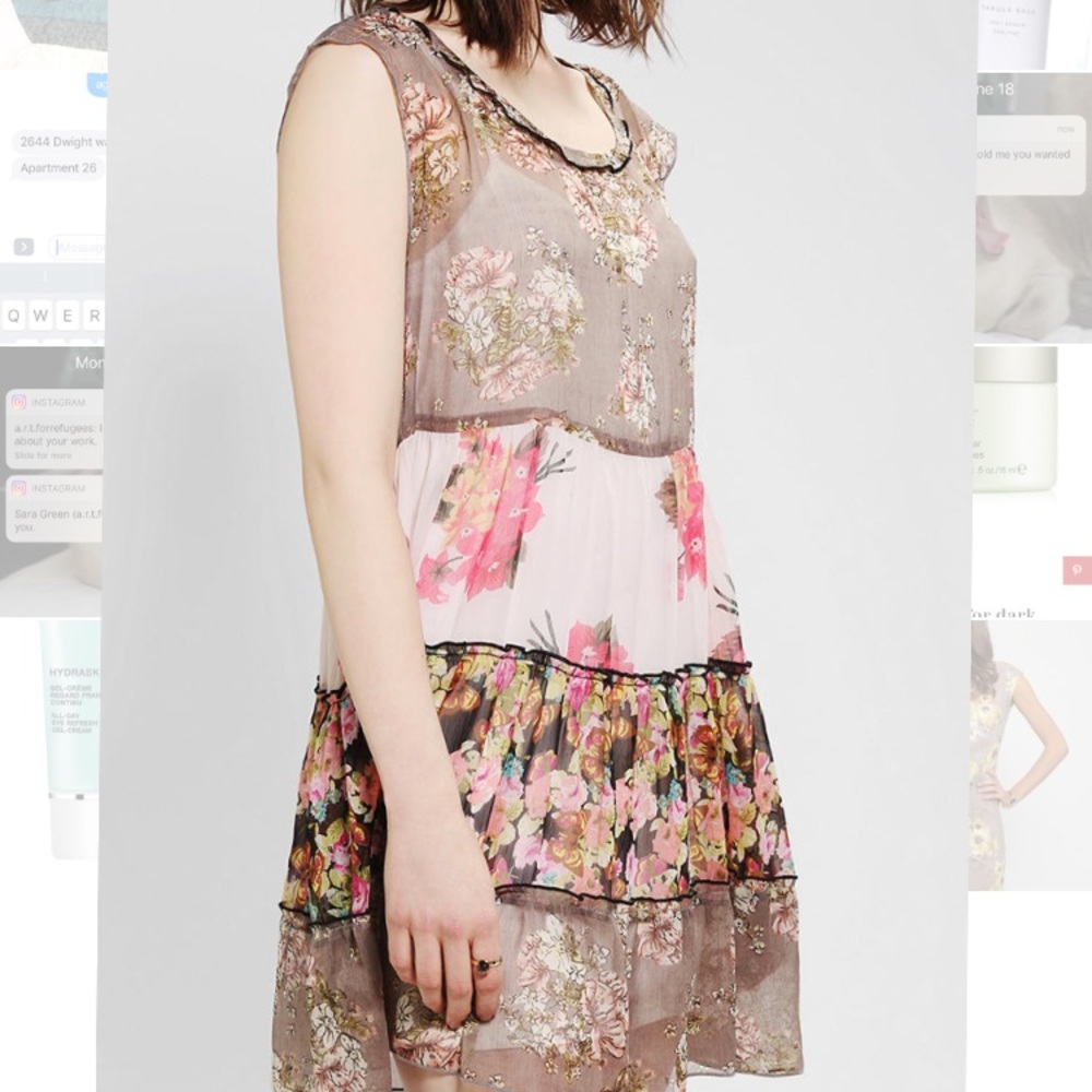 UO Sheer Shift dress w/ Slip