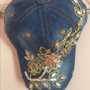 Cute denim hat with lots of bling!