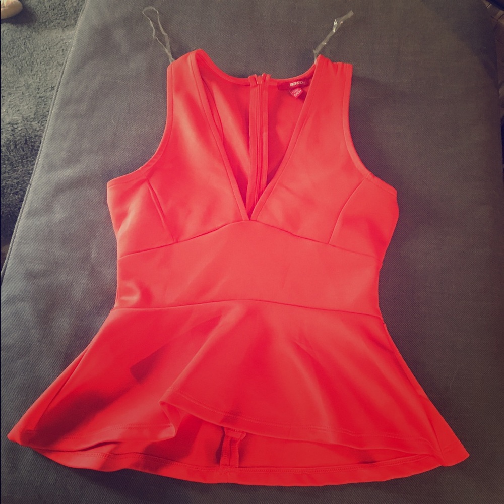 Deep V neck Red top
