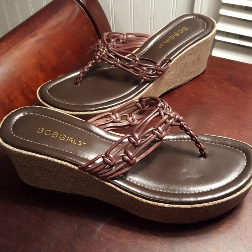 BCBG Leather and Tweed Wedge