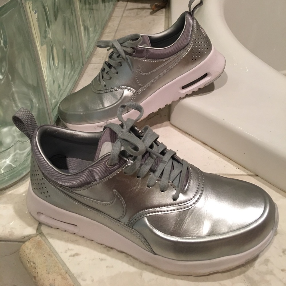 Silver Nike Air Max Shoes