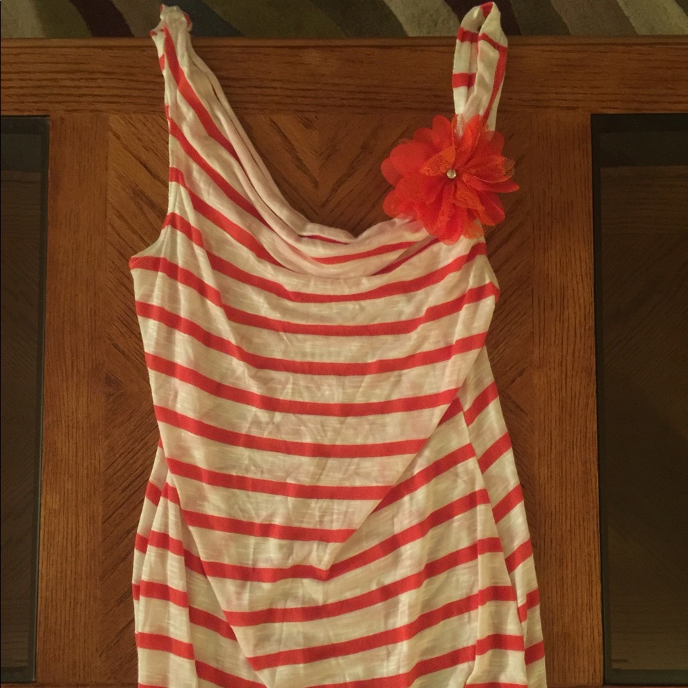 Cream and orange striped tank