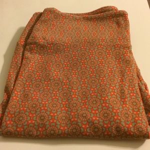 LulaRoe OS Leggings - Orange and Blue flowers