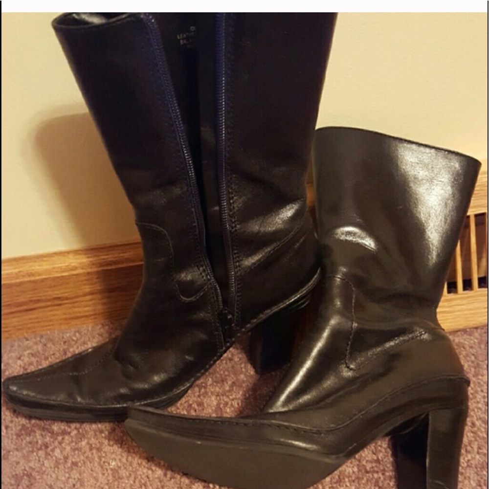 Nine West leather  high heels mid calf boots