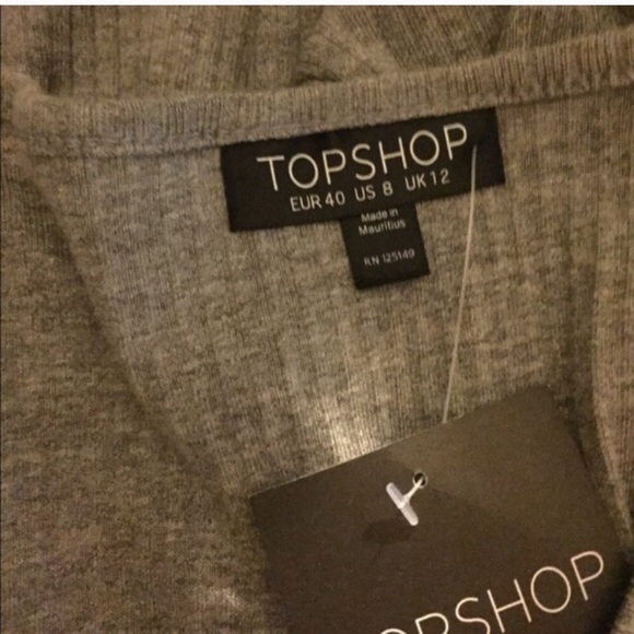Topshop Grey Gray Ribbed V Neck Crop Top - Picture 4 of 5
