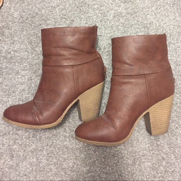 Brown Leather Heeled Booties - Picture 1 of 3