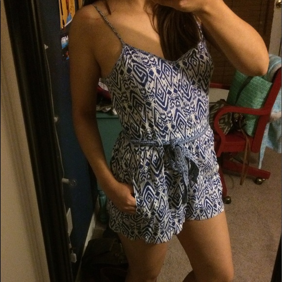 Tribal Print, Blue Romper - Picture 1 of 4