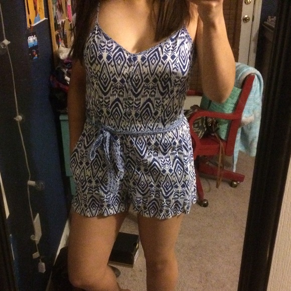 Tribal Print, Blue Romper - Picture 2 of 4