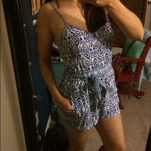 Tribal Print, Blue Romper