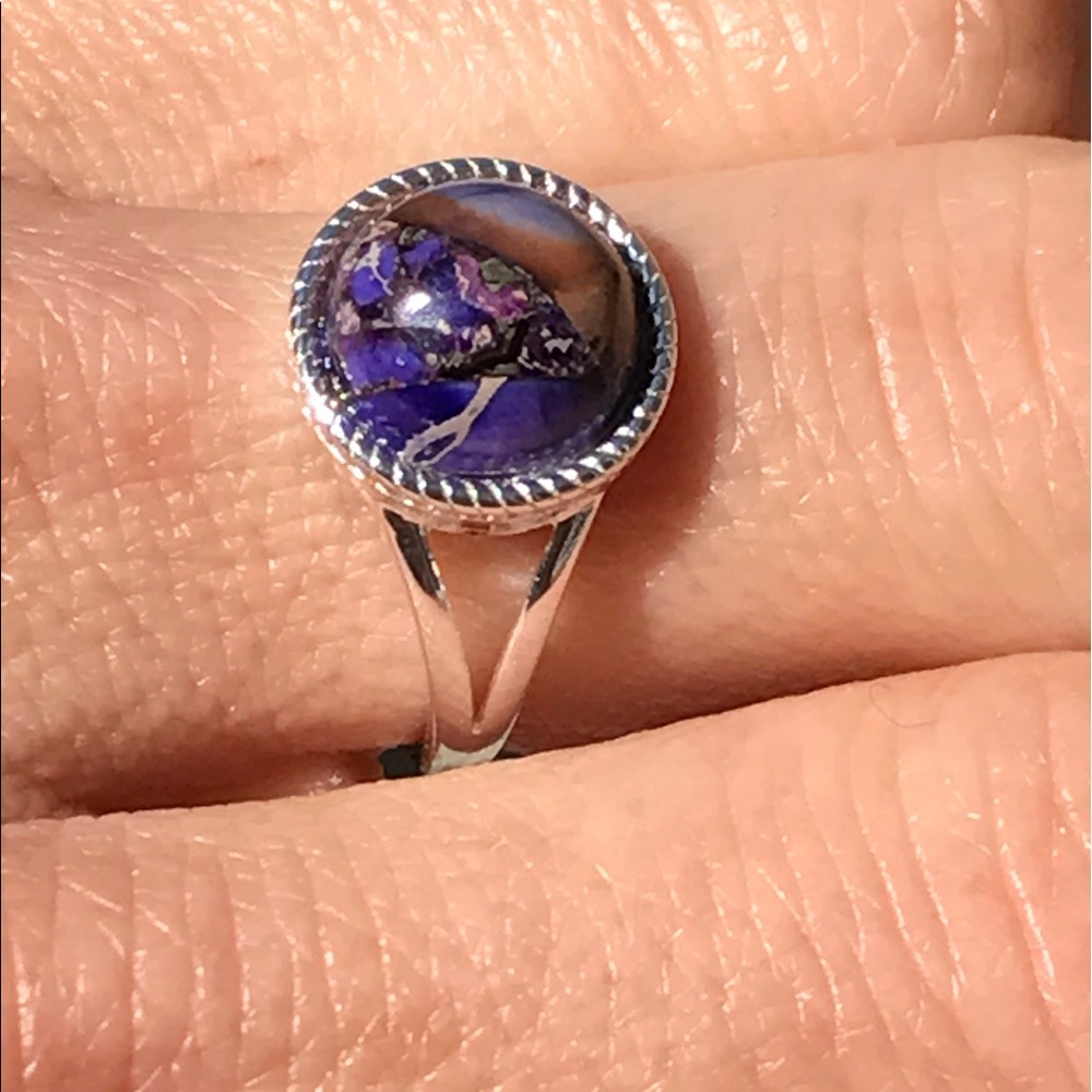 Purple Copper Jasper Silver Ring - image 1